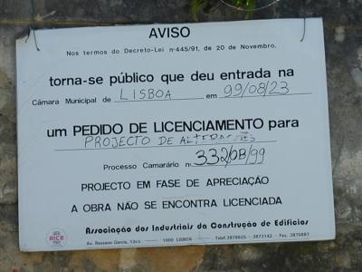 Aviso de pedido de icenciamento